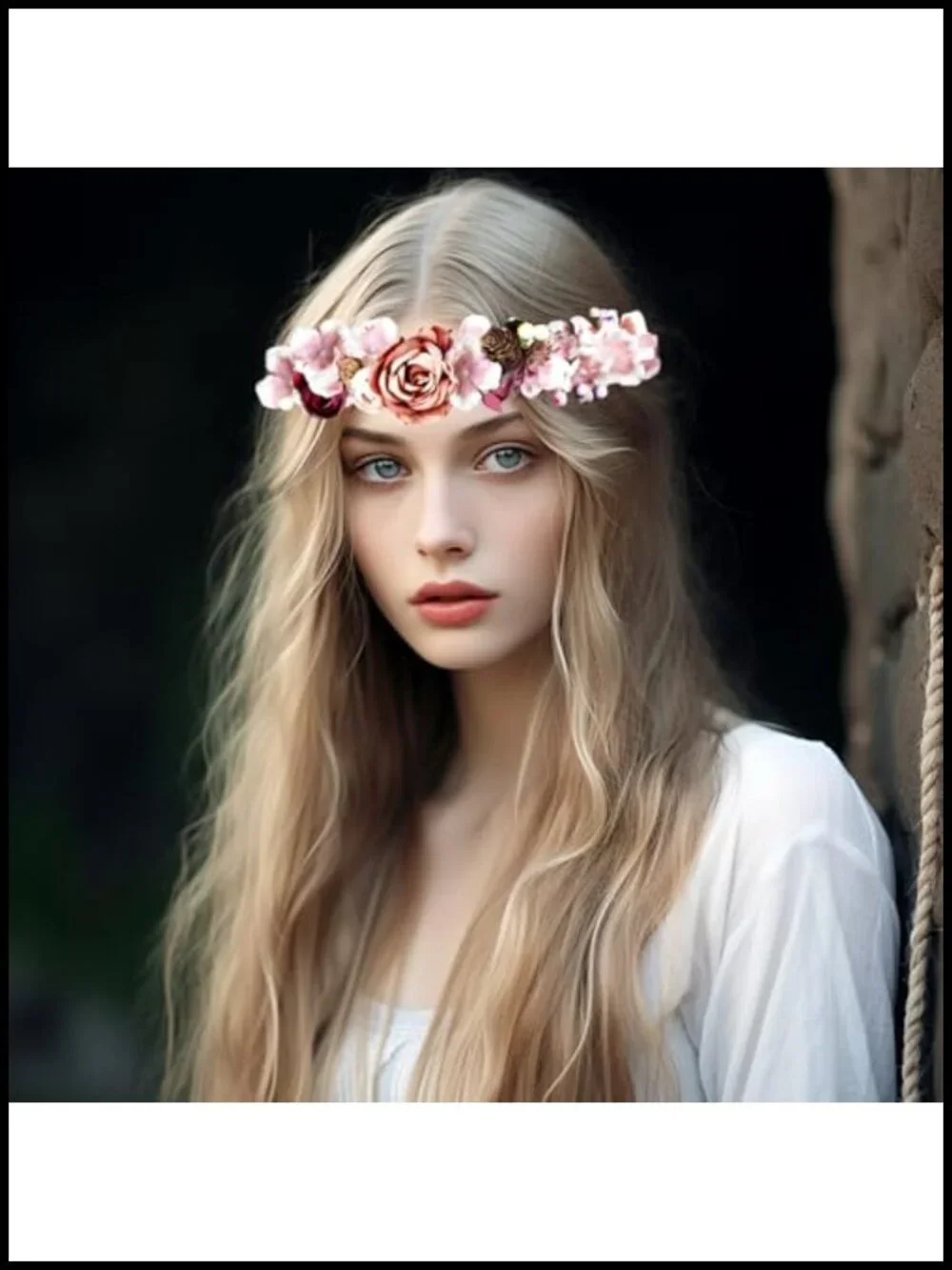 Handmade Fabric Flower Crown Woodland Elf Headband for Women Wedding Halloween